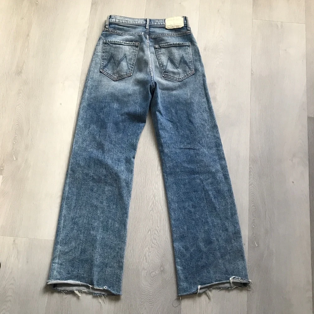 MOTHER DENIM THE LASSO SNEAK DISTRESSED WIDE LEG FRAY WOMENS 26